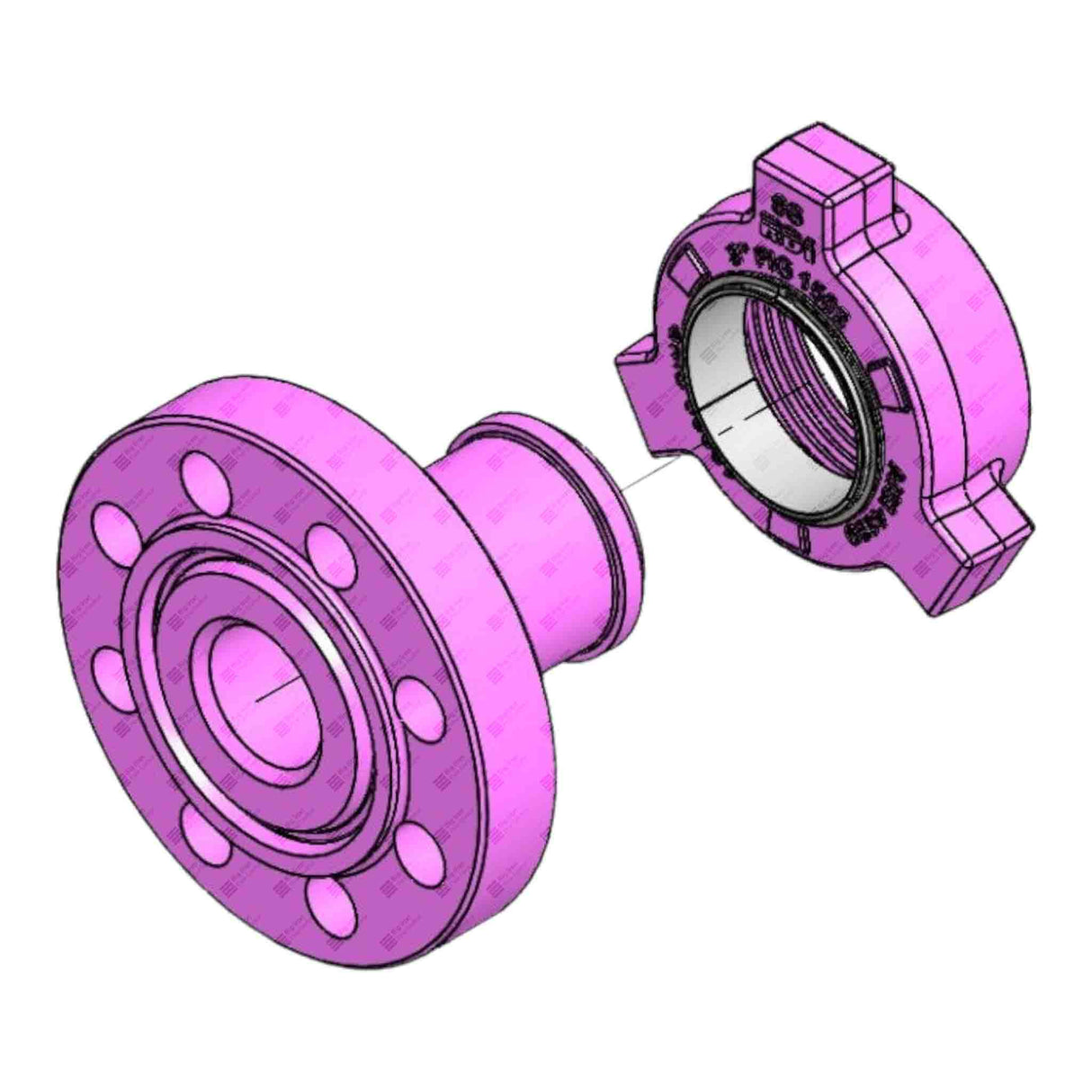 Flange Adapter, 3-1/8” 5M x 3” 1502 M, 5000 psi, Sour Service